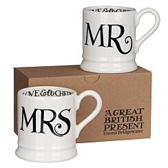 Black Toast Mr & Mrs Boxed set of Two Half Pint Mugs