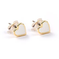 Whitestone Enamel Heart Stud Earrings