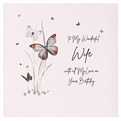 Butterflies Luxury Large Wife Birthday Card