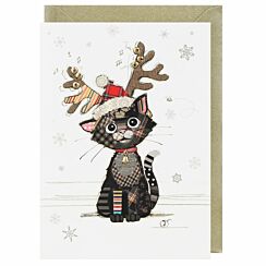 Kooks Kitten In Antlers Christmas Card