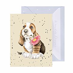 ‘Just For You’ Basset Hound 3.5 Inch Mini Greetings Card