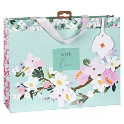 Stephanie Dyment Aqua Floral Landscape Large Gift Bag