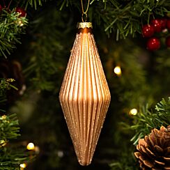 Gold And Silver Ribbed Teardrop Glass Tree Decoration