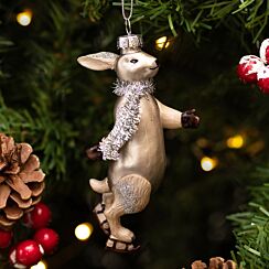 Skating Hare Glass Tree Decoration