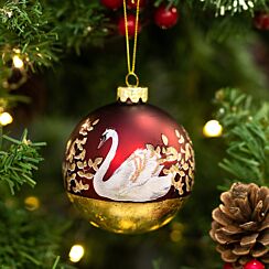 Burgundy Swan Glass Bauble