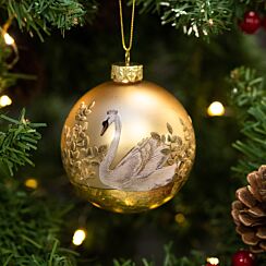 Gold Swan Glass Bauble