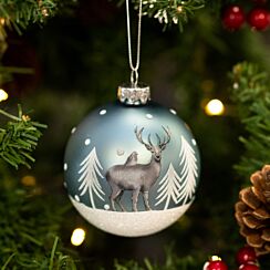 Pale Blue Stag Glass Bauble