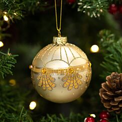 Gold Jewel Scallop Glass Bauble