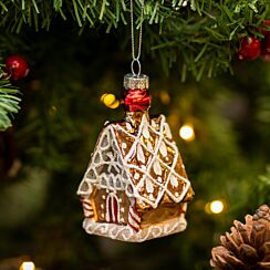 Gingerbread House Glass Tree Decoration