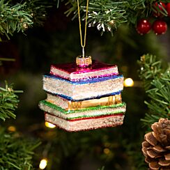 Glass Stack of Books Tree Decoration