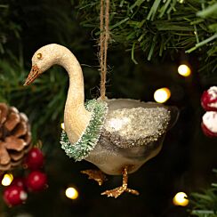 Goose with Wreath Glass Tree Decoration