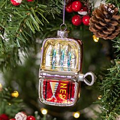 Tin of Sardines Glass Tree Decoration