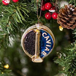 Tin of Caviar Glass Tree Decoration