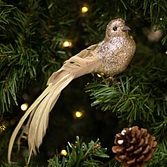 Assorted Feathered Gold Bird on Clip Tree Decoration