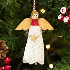 Assorted Nordic Fabric Angel Peg Tree Decoration