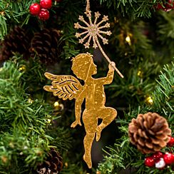 Gold Fairy With Wand Metal Tree Decoration