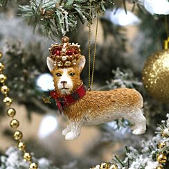 Resin Corgi Dog in Crown Tree Decoration