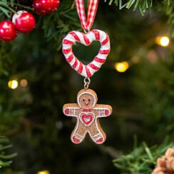 Assorted Gingerbread Man Candy Cane Heart Resin Tree Decoration