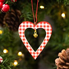 Red & White Heart/ Star Wood Frame Tree Decoration