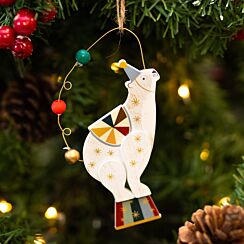 Assorted Elephant/ Bear On Drum Wooden Tree Decoration