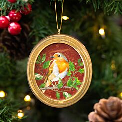 Assorted Robin/ Bluetit In Frame Wooden Tree Decoration