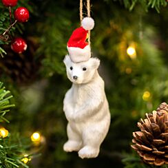 Assorted Bear With Santa Hat Faux Fur Tree Decoration