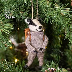 Badger with Coat Woollen Tree Decoration