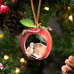 Assorted Apple With Mouse Wooden Tree Decoration