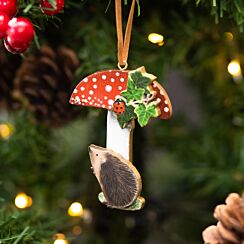 Assorted Toadstool Hedgehog/ Mouse Wooden Tree Decoration