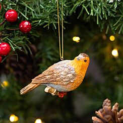 Robin On Twig Resin Tree Decoration