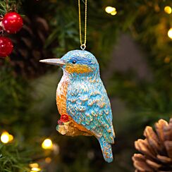 Kingfisher On Twig Resin Tree Decoration