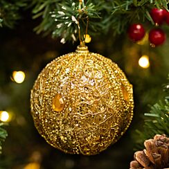 Gold Embossed Jewel Fabric Bauble