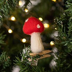 Toadstool Woollen Peg Tree Decoration