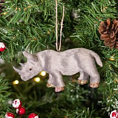 Faux Fur Rhino Tree Decoration