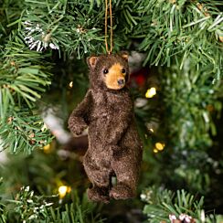 Faux Fur Brown Bear Tree Decoration