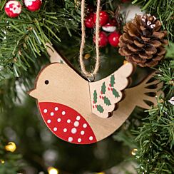Wooden Flying Robin Tree Decoration