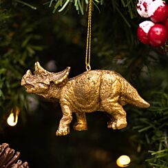 Gold Triceratops Resin Dinosaur Tree Decoration