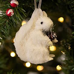 White Bristle Squirrel Tree Decoration