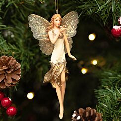 Assorted Resin Cream & Gold Fairy Tree Decoration