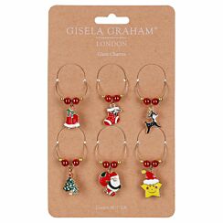 Metal Novelty Christmas Glass Charms Set of 6