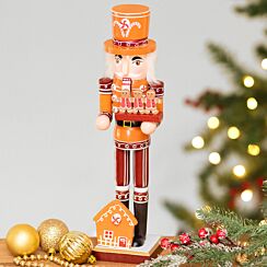 Large Hand Painted Wooden Gingerbread Nutcracker Ornament