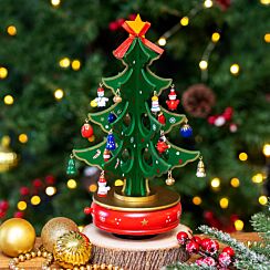 Revolving Wooden Christmas Tree Music Box