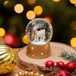 Gold & White Resin Deer Mini Snow Dome Decoration