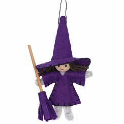 Purple Felt Witch Hanging Halloween Decoration