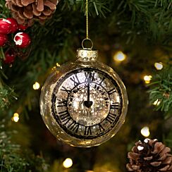 Silver & Gold Mottled Clockface Glass Bauble