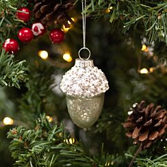 Assorted Frosted Acorn Glass Tree Decoration