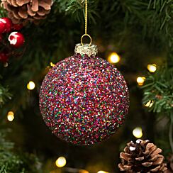 Rainbow Glitter Glass Bauble