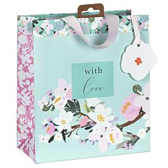 Stephanie Dyment Aqua Floral Medium Gift Bag