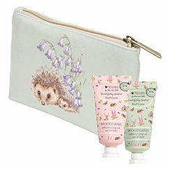 ‘Woodland’ Hedgehog & Owl Mini Hand Creams and Cosmetic Pouch