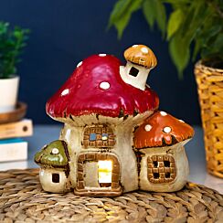 Three Mushroom House Tealight Holder